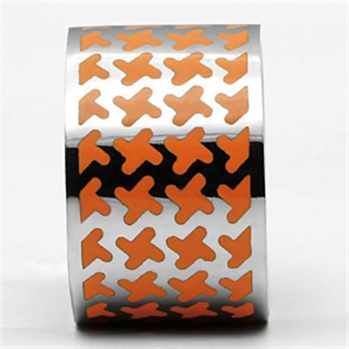 MATK679 - High polished (no plating) Stainless Steel Ring with Epoxy  in Orange