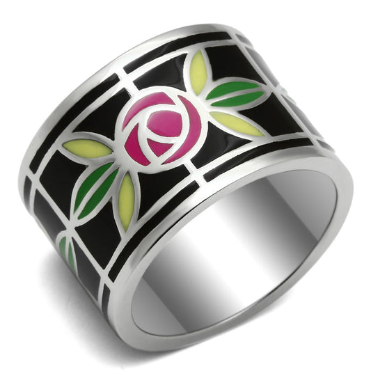 MATK683 - High polished (no plating) Stainless Steel Ring with Epoxy  in Multi Color