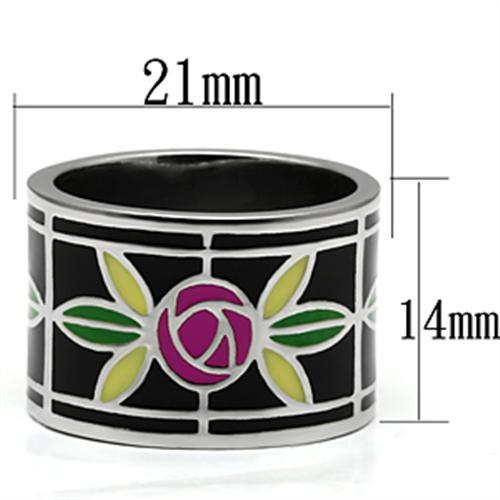 MATK683 - High polished (no plating) Stainless Steel Ring with Epoxy  in Multi Color