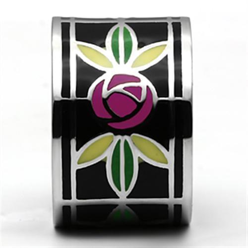MATK683 - High polished (no plating) Stainless Steel Ring with Epoxy  in Multi Color