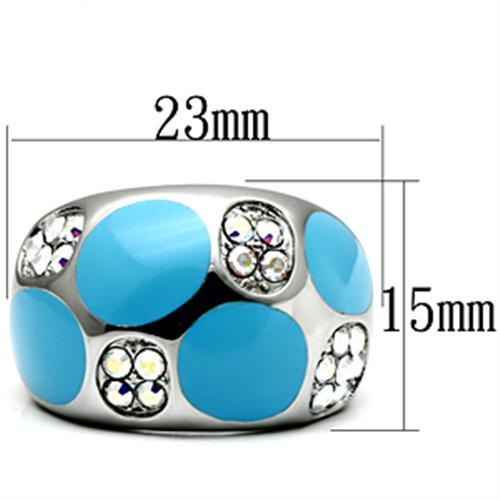 MATK687 - High polished (no plating) Stainless Steel Ring with Top Grade Crystal  in Aurora Borealis (Rainbow Effect)