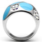 MATK687 - High polished (no plating) Stainless Steel Ring with Top Grade Crystal  in Aurora Borealis (Rainbow Effect)