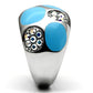 MATK687 - High polished (no plating) Stainless Steel Ring with Top Grade Crystal  in Aurora Borealis (Rainbow Effect)