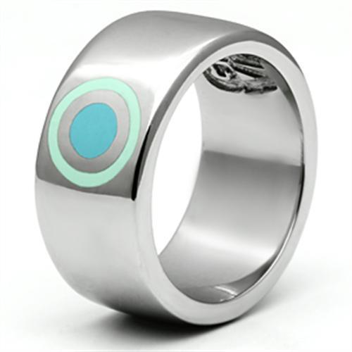 MATK689 - High polished (no plating) Stainless Steel Ring with Epoxy  in Multi Color