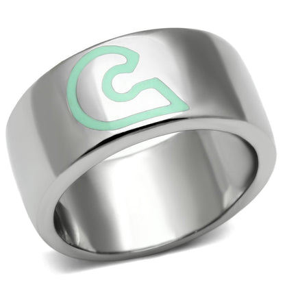 MATK689 - High polished (no plating) Stainless Steel Ring with Epoxy  in Multi Color