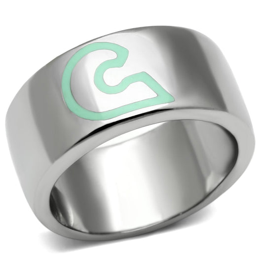 MATK689 - High polished (no plating) Stainless Steel Ring with Epoxy  in Multi Color