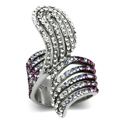 MATK691 - High polished (no plating) Stainless Steel Ring with Top Grade Crystal  in Multi Color