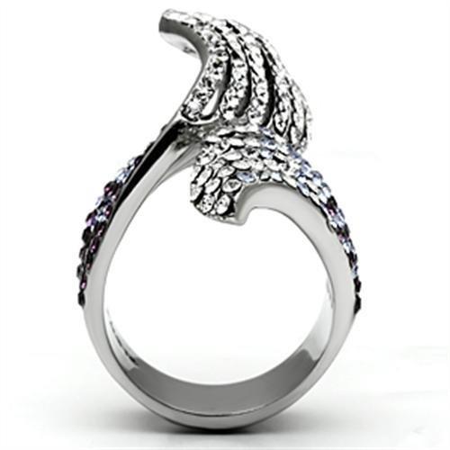 MATK691 - High polished (no plating) Stainless Steel Ring with Top Grade Crystal  in Multi Color