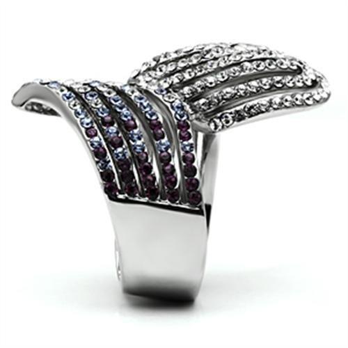 MATK691 - High polished (no plating) Stainless Steel Ring with Top Grade Crystal  in Multi Color