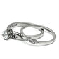 MATK694 - High polished (no plating) Stainless Steel Ring with AAA Grade CZ  in Clear