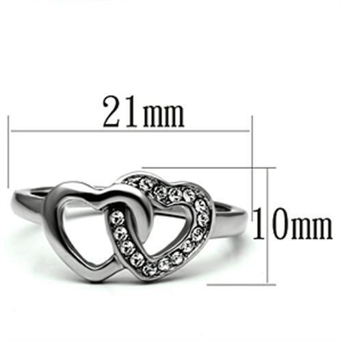 MATK695 - High polished (no plating) Stainless Steel Ring with Top Grade Crystal  in Clear