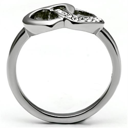 MATK695 - High polished (no plating) Stainless Steel Ring with Top Grade Crystal  in Clear