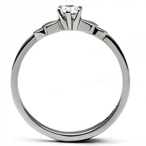 MATK697 - High polished (no plating) Stainless Steel Ring with AAA Grade CZ  in Clear