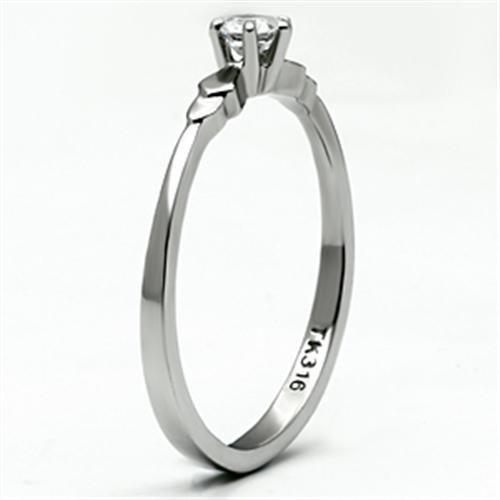 MATK697 - High polished (no plating) Stainless Steel Ring with AAA Grade CZ  in Clear