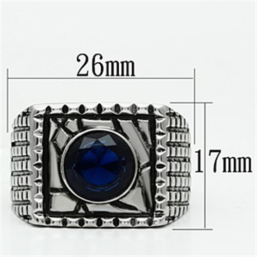 MATK698 - High polished (no plating) Stainless Steel Ring with Synthetic Synthetic Glass in Montana