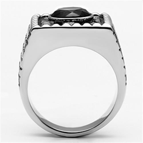MATK698 - High polished (no plating) Stainless Steel Ring with Synthetic Synthetic Glass in Montana