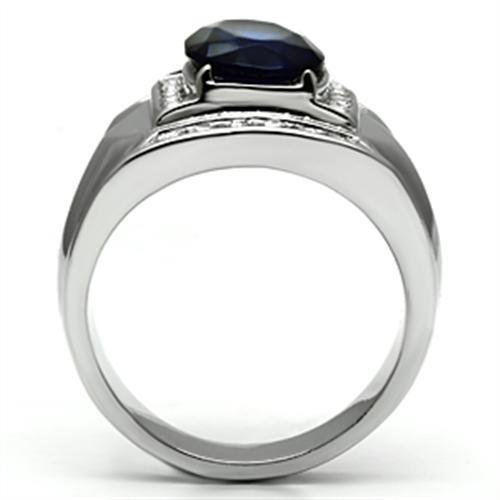 MATK699 - High polished (no plating) Stainless Steel Ring with Synthetic Synthetic Glass in Montana