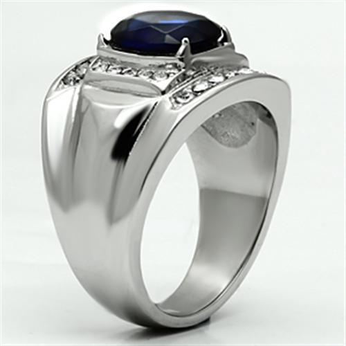 MATK699 - High polished (no plating) Stainless Steel Ring with Synthetic Synthetic Glass in Montana