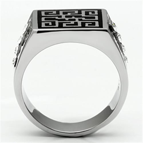 MATK703 - High polished (no plating) Stainless Steel Ring with Top Grade Crystal  in Clear