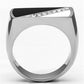MATK704 - High polished (no plating) Stainless Steel Ring with Top Grade Crystal  in Clear