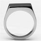 MATK705 - High polished (no plating) Stainless Steel Ring with Epoxy  in Jet
