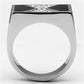 MATK708 - High polished (no plating) Stainless Steel Ring with Top Grade Crystal  in Clear