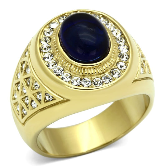 MATK720 - IP Gold(Ion Plating) Stainless Steel Ring with Synthetic Synthetic Glass in Montana