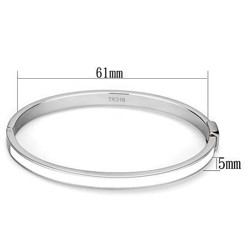 MATK740 - High polished (no plating) Stainless Steel Bangle with Epoxy  in White