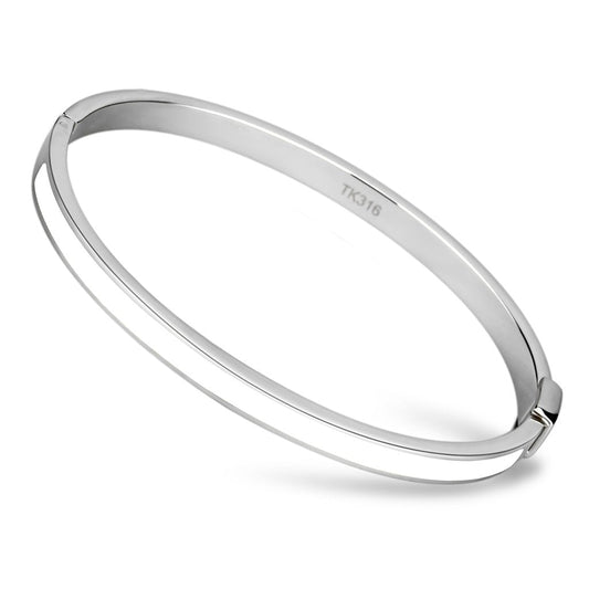 MATK740 - High polished (no plating) Stainless Steel Bangle with Epoxy  in White
