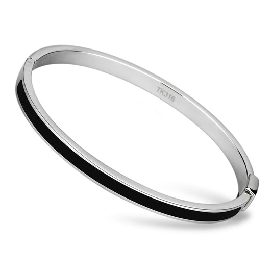 MATK741 - High polished (no plating) Stainless Steel Bangle with Epoxy  in Jet