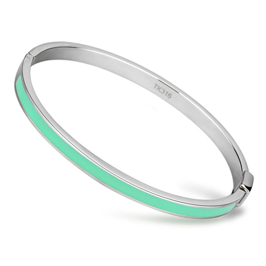 MATK743 - High polished (no plating) Stainless Steel Bangle with Epoxy  in Turquoise