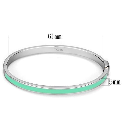 MATK743 - High polished (no plating) Stainless Steel Bangle with Epoxy  in Turquoise