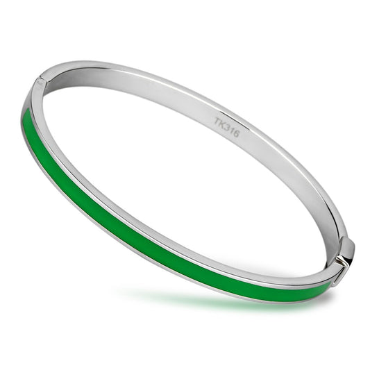 MATK745 - High polished (no plating) Stainless Steel Bangle with Epoxy  in Emerald