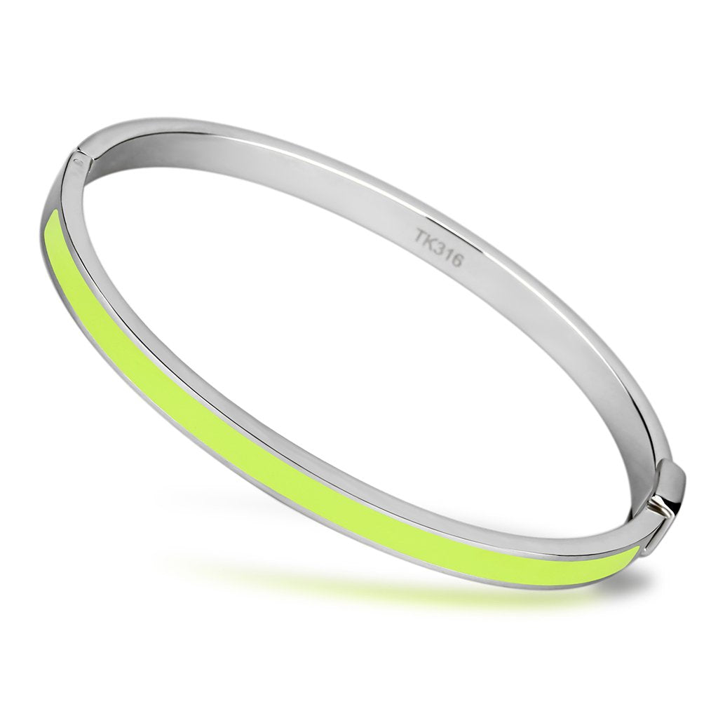 MATK746 - High polished (no plating) Stainless Steel Bangle with Epoxy  in Apple Green color