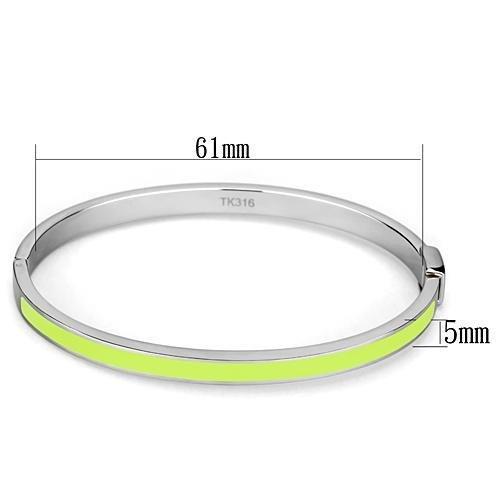 MATK746 - High polished (no plating) Stainless Steel Bangle with Epoxy  in Apple Green color