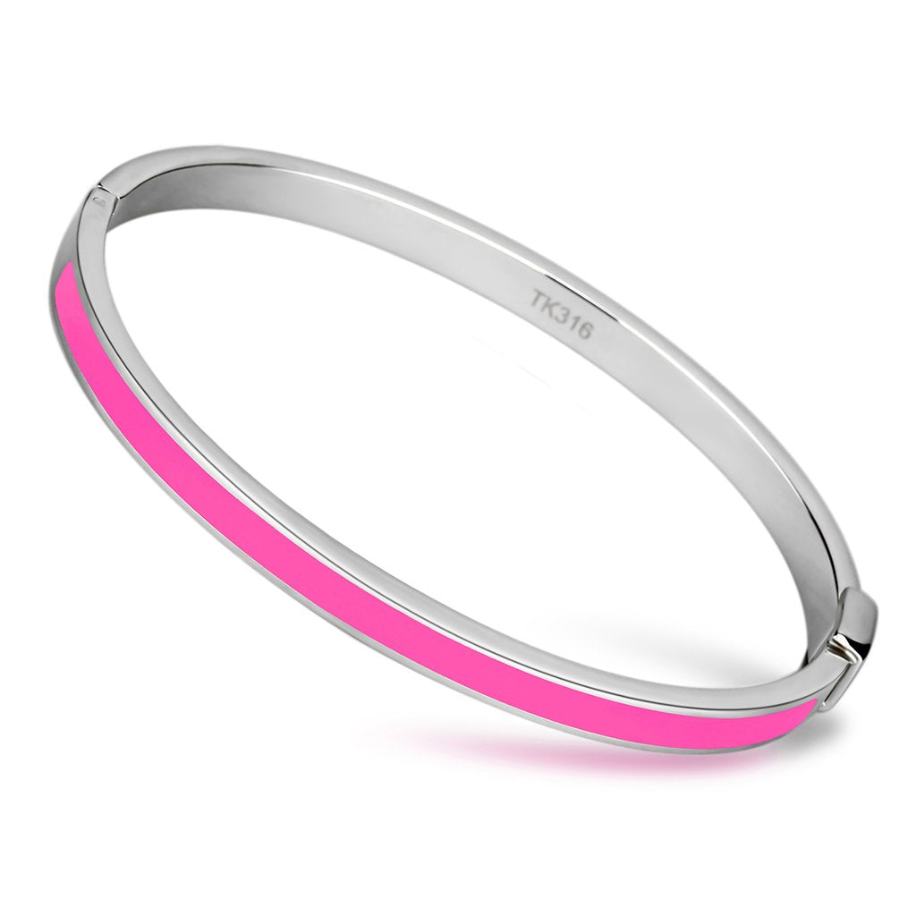 MATK747 - High polished (no plating) Stainless Steel Bangle with Epoxy  in Rose