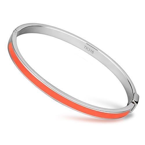 MATK748 - High polished (no plating) Stainless Steel Bangle with Epoxy  in Orange