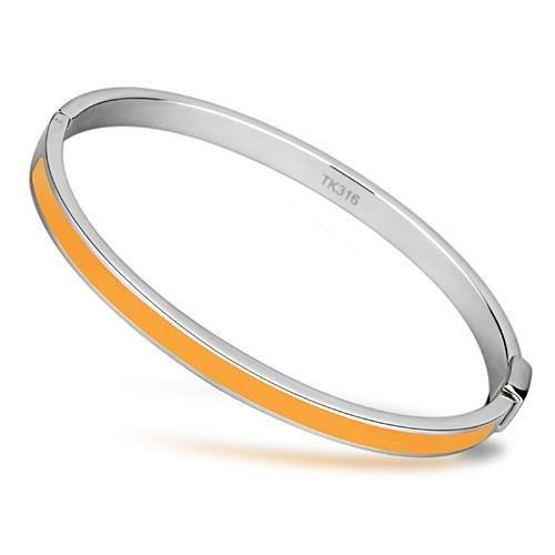 MATK749 - High polished (no plating) Stainless Steel Bangle with Epoxy  in Topaz