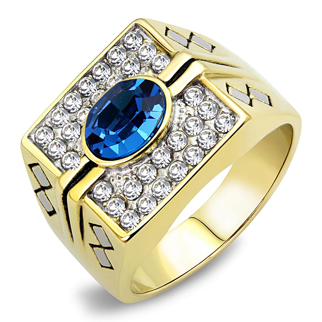 MATK752 - Two-Tone IP Gold (Ion Plating) Stainless Steel Ring with Top Grade Crystal  in Montana