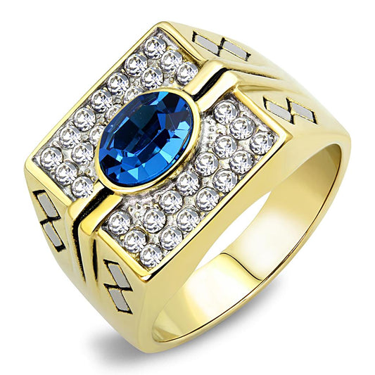 MATK752 - Two-Tone IP Gold (Ion Plating) Stainless Steel Ring with Top Grade Crystal  in Montana