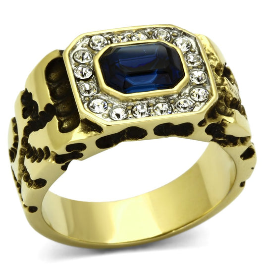 MATK756 - Two-Tone IP Gold (Ion Plating) Stainless Steel Ring with Top Grade Crystal  in Montana