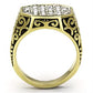 MATK757 - Two-Tone IP Gold (Ion Plating) Stainless Steel Ring with Top Grade Crystal  in Clear