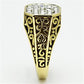 MATK757 - Two-Tone IP Gold (Ion Plating) Stainless Steel Ring with Top Grade Crystal  in Clear