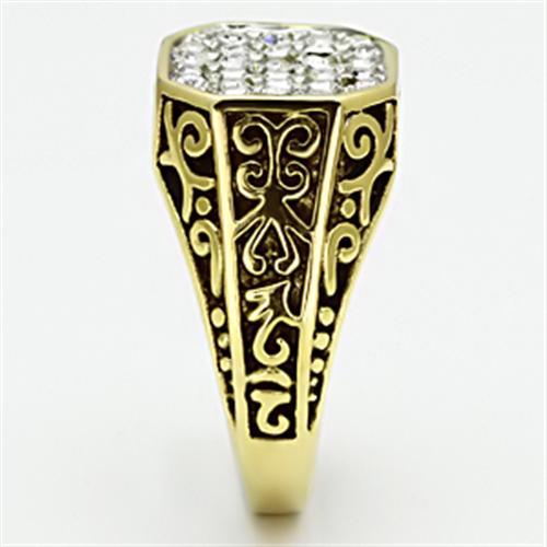 MATK757 - Two-Tone IP Gold (Ion Plating) Stainless Steel Ring with Top Grade Crystal  in Clear