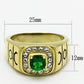 MATK764 - IP Gold(Ion Plating) Stainless Steel Ring with Synthetic Synthetic Glass in Emerald