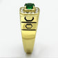 MATK764 - IP Gold(Ion Plating) Stainless Steel Ring with Synthetic Synthetic Glass in Emerald