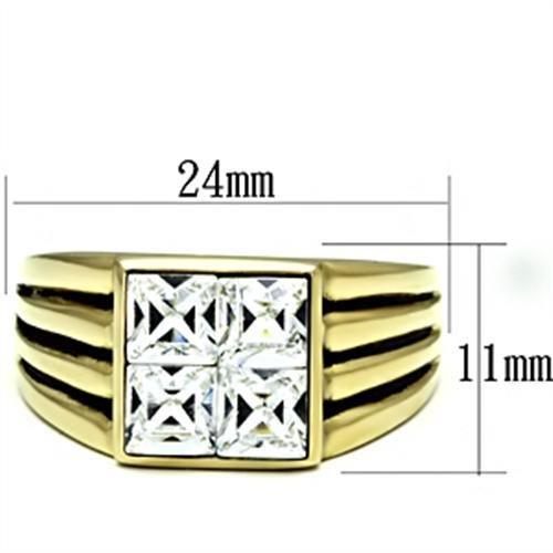MATK769 - IP Gold(Ion Plating) Stainless Steel Ring with Top Grade Crystal  in Clear