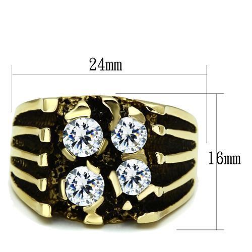 MATK772 - IP Gold(Ion Plating) Stainless Steel Ring with AAA Grade CZ  in Clear