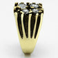MATK772 - IP Gold(Ion Plating) Stainless Steel Ring with AAA Grade CZ  in Clear