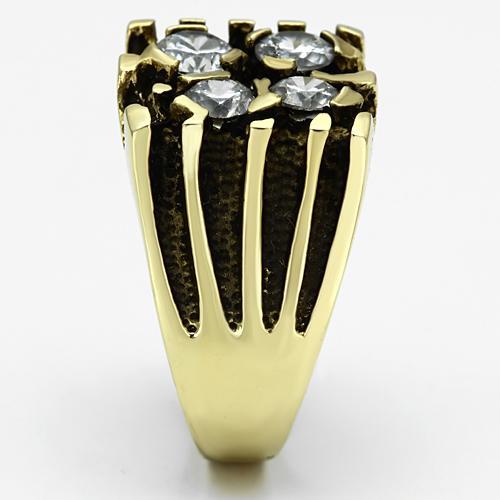 MATK772 - IP Gold(Ion Plating) Stainless Steel Ring with AAA Grade CZ  in Clear